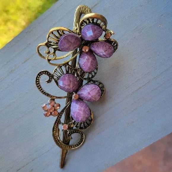 Beautiful Vintage inspired Purple hair accessory - Picture 13 of 15